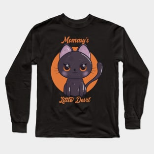 Mommy’s little devil cat design Long Sleeve T-Shirt